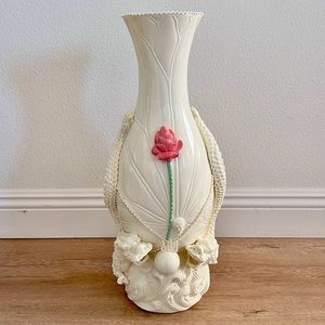 19th C. Dehua Chinese Porcelain Large Vase Marked 20.5” Dragon Lotus NIB VINTAGE